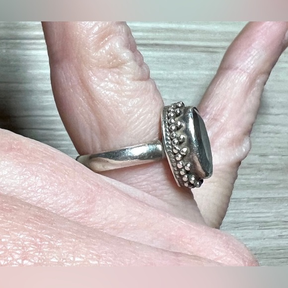 Vintage Handmade Sterling Silver Pebbled Amethyst Ring, Size 6 - Picture 8 of 9